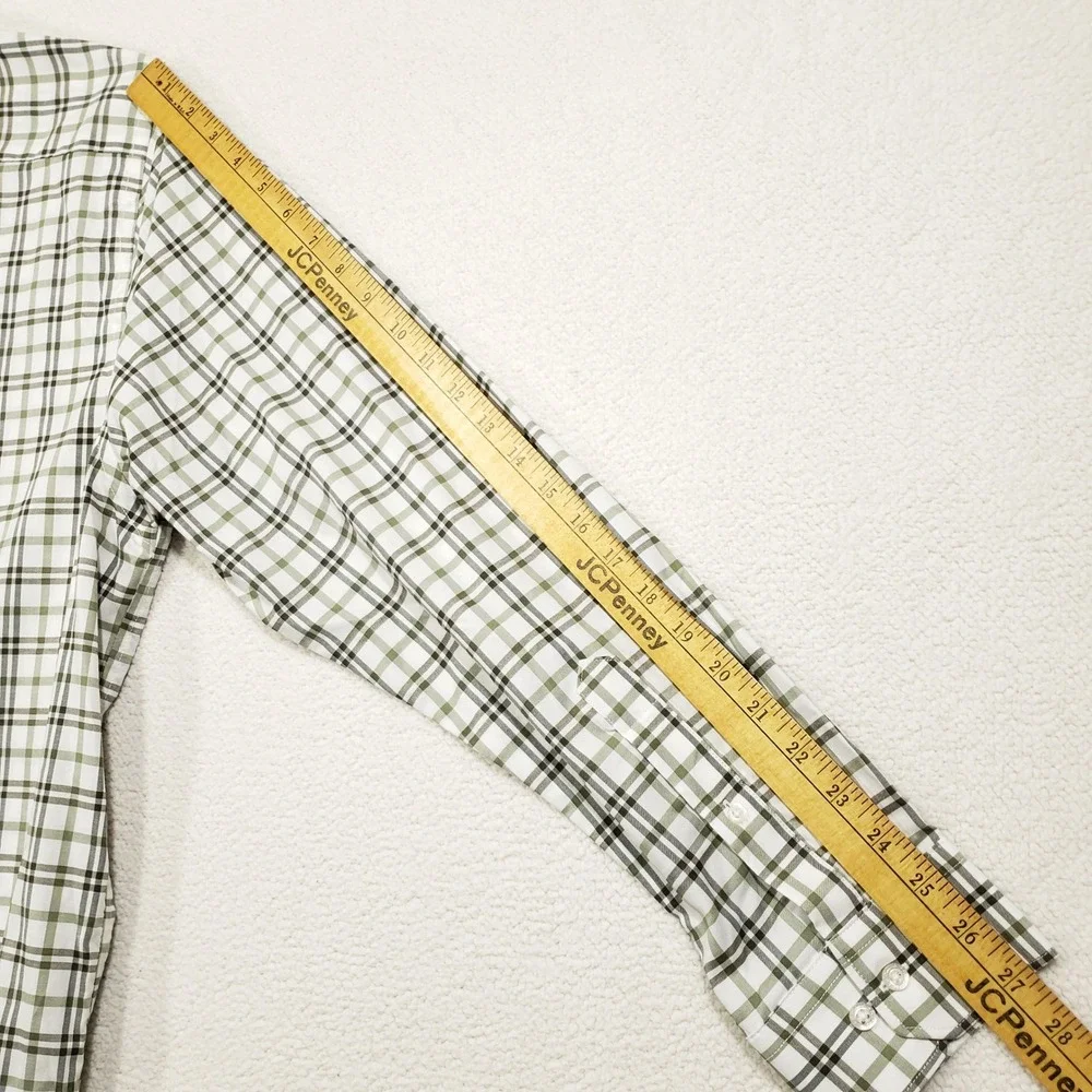 Banana Republic Button Up Shirt Men XXL Green Plaid Slim Fit Cotton Long Sleeve